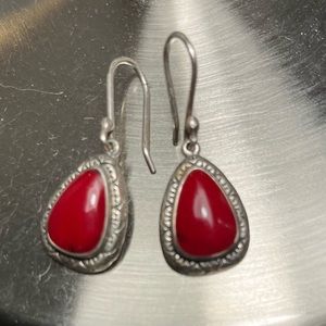 925 Sterling Silver Earrings. Red Carnelian.